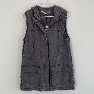 NWT Max Jeans Sleeveless Hooded Grey Utility Vest